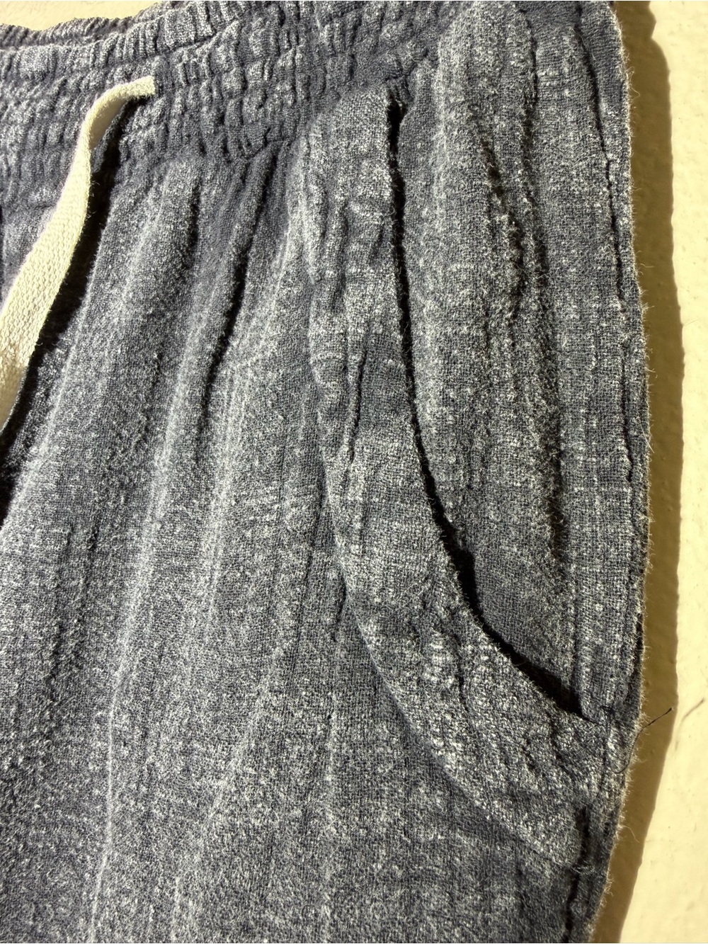 Ocean Drive Washed Black Drawstring Textured Joggers with White Cord Small - Picture 5 of 8